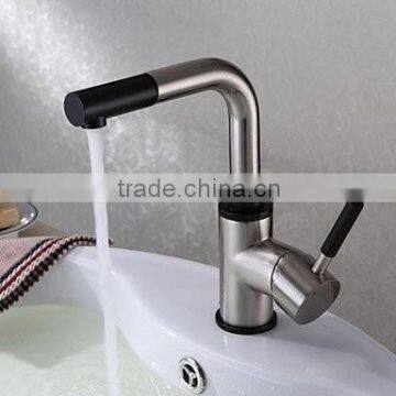 Solid Brass Kitchen Mixer Tap with Black Spout