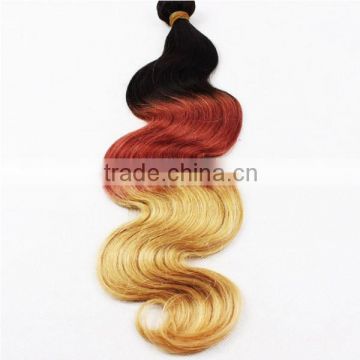 Overseas brazilian hair weave three tone ombre brazilian hair weave wet and wavy colored three tone hair weave