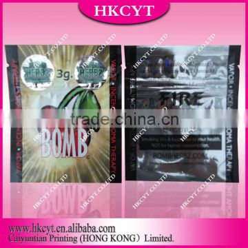 Bomb 3g 2flavors herbal incense bag /custom design herbal incense bags