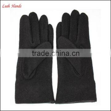 2016 New Style Woolen Gloves With Leather Wrist for Women photo-2