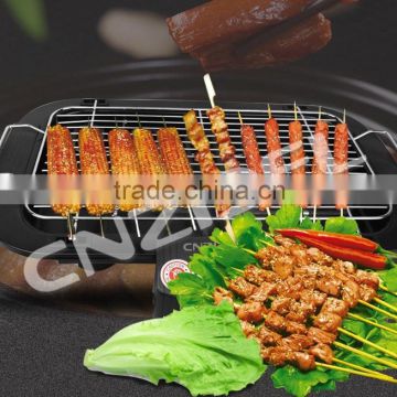 Square shape non-stick cast iron BBQ grill griddle pan with folding wooden handle Cnzidel