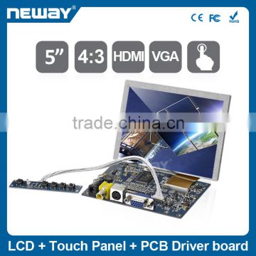 5 inch LED Backlight low power consumption TFT SKD resistive touch screen