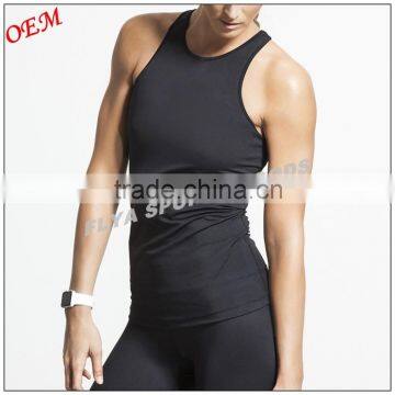 73% Polyester27% Spandex women black plain yoga vest tank tops