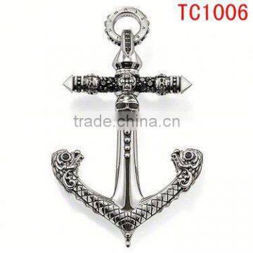 Men's hottest new style silver plated skull cross Pendants & Charms,most popular accessory wholesales TC1006