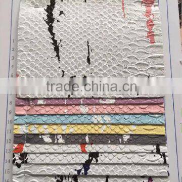 snake skin pvc artificial leather with embossed pattern abrassion resistance anti-mildew and elastic feature