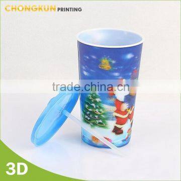China Manufacturer 600Ml (21Oz) 3D Plastic Cup With Straw