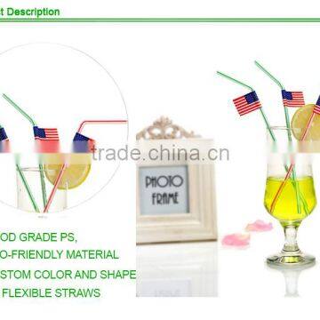 USA Flag Plastic Cocktail Decorative Drinking Straw photo-3