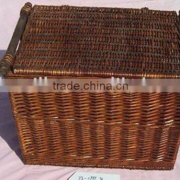 Chinese brown handmade woven willow storage basket