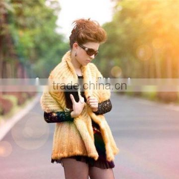 Luxury Genuine Knitted Mink Fur Poncho for women