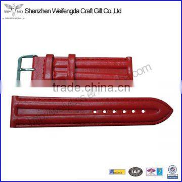 Red Attractive Women Leather Stainless Steel Watch Band