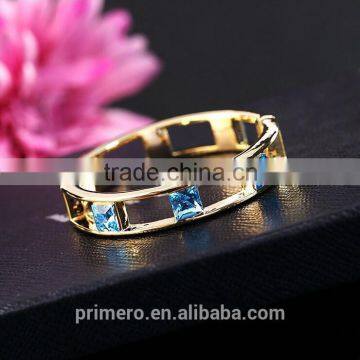 High Quality Style Hollow 18K Gold Plated Square Crystal Bangle Best Gift photo-3