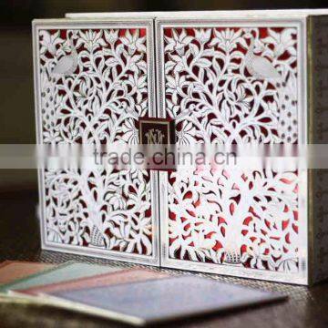 White Laser Cut Wedding Invitation