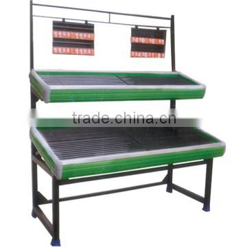 Two layers Vegetable and fruit rack display shelf with good quality