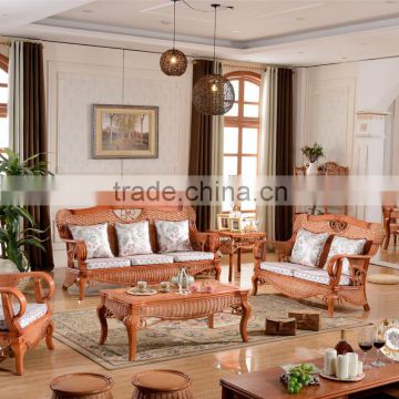 2015 High Quality Indoor sofa sets 1+2+3 with cushion Cane Webbing Sofa Sets Furniture for salon