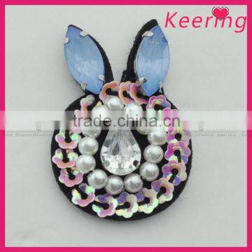 High quality rabbit rhinestone garment patch