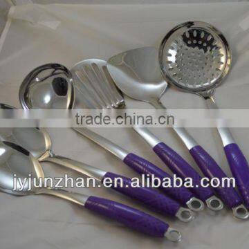Popular Stainless Steel kitchen utensils with ABShandle and purple color--Junzhan Factory