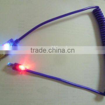 wholesale fashion colorful LED spiral micro cable