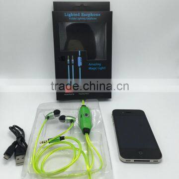 Whosale EL Wire Earphones for Smartphones Pink Yellow Ice Blue In-ear Style Earphone Luminescent Rhythm With Beat of Music photo-4