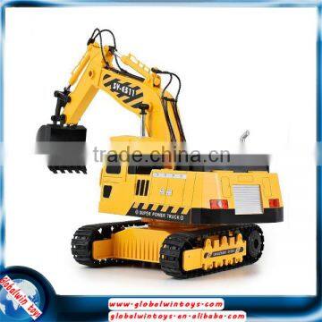 Durable rc construction toy trucks for kids, 8-channel rc caterpillar excavator with lights and sound