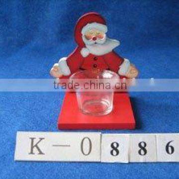 wooden candle holder -santa design with t-light