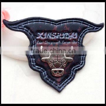 Jeans leather label custom embossed leather patches