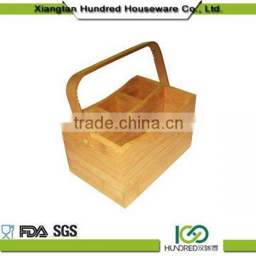 New Product Functional Bamboo Caddy with handle