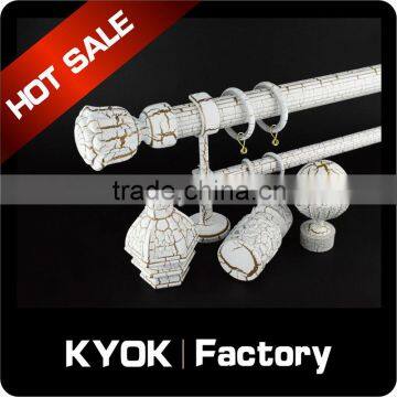 KYOK Europe style luxury white crackle finish curtain rod,aluminum curtain rod accessories,living room curtian rods