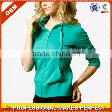 Custom plain cotton zip up cheap hoodies for women(YCH-B0295)