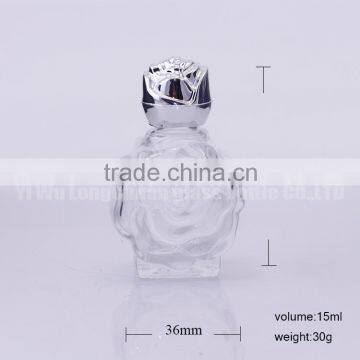 Rose Shape Perfume Liquid Empty Glass Bottle 0.5oz