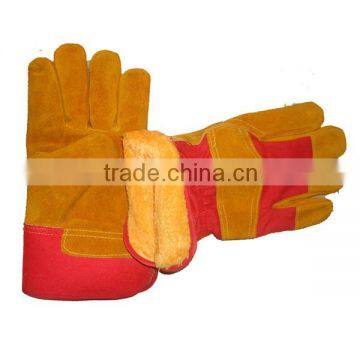 Safety protective leather palm gloves with warm lining