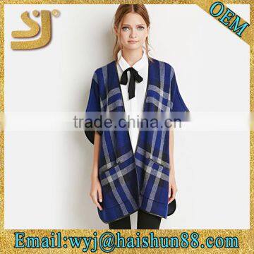 Plaid poncho sweater