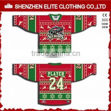 team canada sublimation printing christmas hockey jerseys