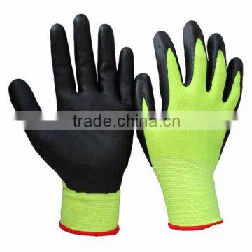 13Guage Polyester Liner Nitrile Foam Palm Coated Waterproof Gloves