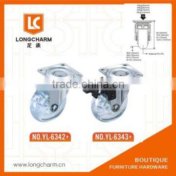 50mm-100mm pu caster furniture hardware castors transparent 50mm caster from Guangzhou Hardware