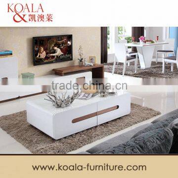 High glossy white coffee table with glass top/ MDF coffee table C1905#