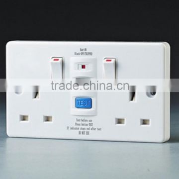 2G 13A Switched Socket with RCD leakage protection 30mA &10mA