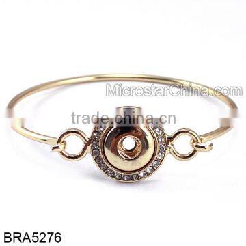 Metal cuff snap button bangle bracelet
