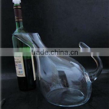 Hand blown glass water decanter