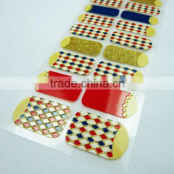 Wholesale diamond design gold glitter nail wraps eco-friendly nail polish sticker fashion nail patch factory