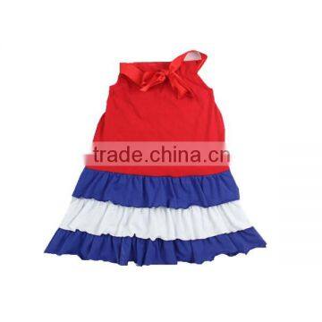 Boutique summer children clothwhite blue red colors girls patriotic dress July 4th girl dresses wholesale pillow case dress baby