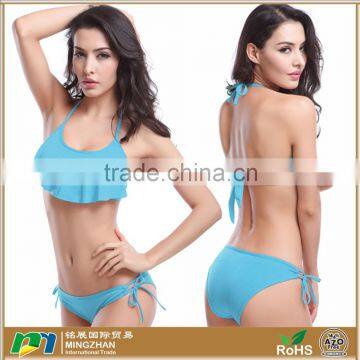 Women's Sexy Halter Ruffles Top Strings Bottom Bikini Sets Swimsuits photo-6