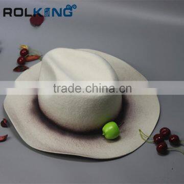 High Quality White Wide Brim Wool Felt Fedro Hat photo-2