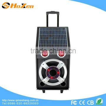 Hoxen patent solar energy trolley speaker with Bluetooth ,wireless MIC, USB,SD,FM Radio,L-72