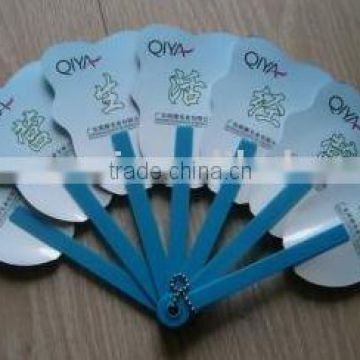 Seven Folding Plastic Fan Handle Fan for Advertising