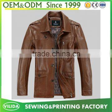 Wholesale men's coat artificial leather jacket cool style men's zipper PU leather jacket