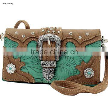 Rhinestone buckle decorative ladies women western cowgirl wallets