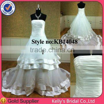 Global hot sale plain white strapless wedding dress new model 2014 Egypt Wedding gown Manfacturer Elegant Wholesale bridal dress