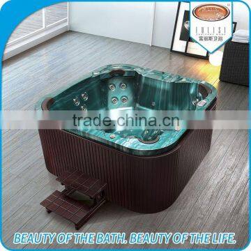 Freestanding Solid Surface Bathtub With Wood Skirt
