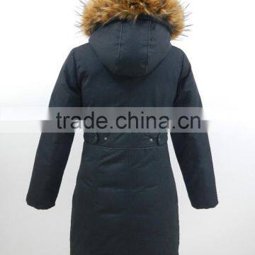 Reversible Long Hair Faux Fur Hood Womens Long Down Coat photo-2