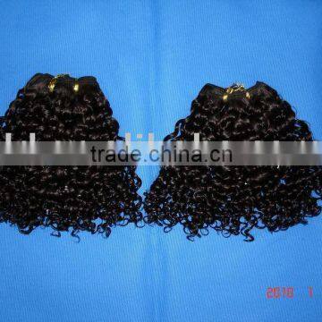 Jerry Curly 1# Machine Wefted Remy Hair /hair Weaving /hair Weave/wefted Hair